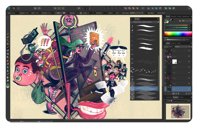 example workflow in affinity designer, Wacom One Medium Graphics Tablet